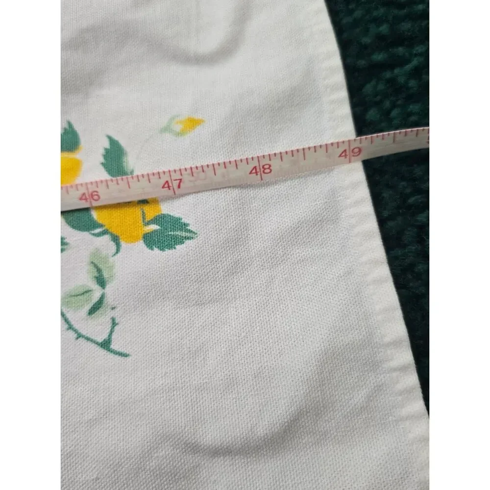 Vtg 50s Wilendur Floral Yellow Cabbage Rose Table Cloth Cottagecore Granny